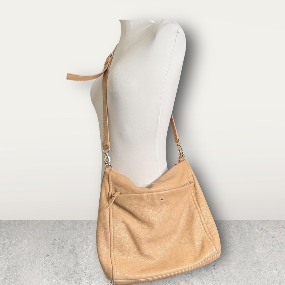 Kate Spade New York Crossbody Bag Leather Satchel Purse Beige